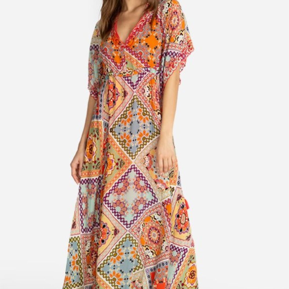 NWT Johnny Was Thalia Maxi Silk Print Dress Size XL and L  $405